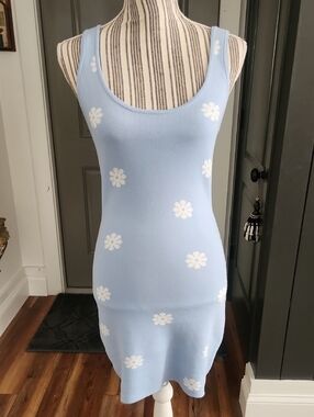 Blue Blush Light Blue Floral Knit Tank Dress - S
